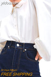 yidouxian 2023 Spring Vintage Lantern Long Sleeve Women White Shirt Office Lady Button Up Solid Woman Tunic Blouse Female Clothing