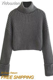 Yidouxian 2023 Ladies Retro Solid Turtleneck Sweater Warm Knit Pullover Women Fashion Autumn Spring Casual Long Sleeve Sweater