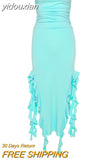 yidouxian Sexy Strapless Off Shoulder Midi Dress Women Ruffles Split Beach Dress 2023 Summer Slim Fit Party Female Vestido 2023