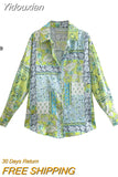 Yidouxian ZBZA Woman 2023 Casual Blouses Summer Spring Fashion Long Sleeve Vintage Print Loose Long Shirts Female Tops 202302